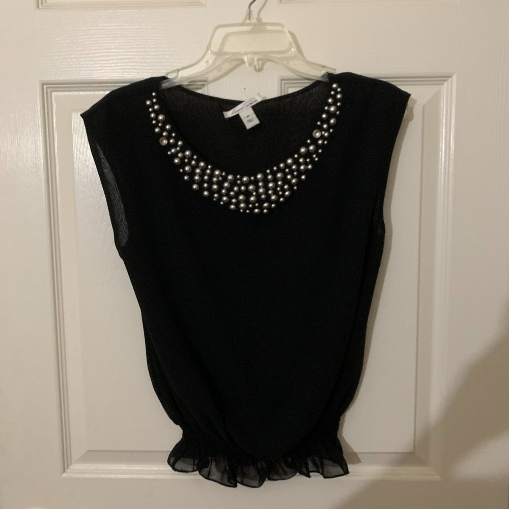 Kenneth Cole NY Black Sheer Blouse Sliver